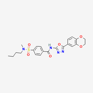 molecular formula C22H24N4O6S B2668078 4-[丁基(甲基)磺酰基]-N-[5-(2,3-二氢-1,4-苯并二氧杂唑-6-基)-1,3,4-噁二唑-2-基]苯甲酰胺 CAS No. 851094-67-2