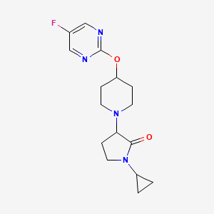 molecular formula C16H21FN4O2 B2668083 1-Cyclopropyl-3-[4-(5-fluoropyrimidin-2-yl)oxypiperidin-1-yl]pyrrolidin-2-one CAS No. 2379950-01-1