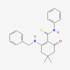 molecular formula C22H24N2OS B2668101 2-(苄基氨基)-4,4-二甲基-6-氧代-N-苯基环己-1-烯-1-羧硫酰胺 CAS No. 41609-06-7