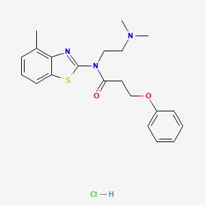 molecular formula C21H26ClN3O2S B2668107 N-(2-(dimethylamino)ethyl)-N-(4-methylbenzo[d]thiazol-2-yl)-3-phenoxypropanamide hydrochloride CAS No. 1216844-60-8