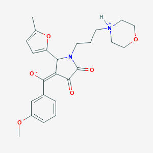 molecular formula C24H28N2O6 B266812 (E)-(3-methoxyphenyl){2-(5-methylfuran-2-yl)-1-[3-(morpholin-4-ium-4-yl)propyl]-4,5-dioxopyrrolidin-3-ylidene}methanolate 