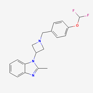 molecular formula C19H19F2N3O B2668121 1-[1-[[4-(Difluoromethoxy)phenyl]methyl]azetidin-3-yl]-2-methylbenzimidazole CAS No. 2380181-04-2