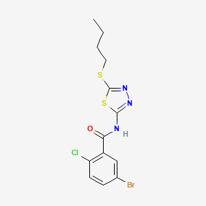 molecular formula C13H13BrClN3OS2 B2668123 5-bromo-N-(5-(butylthio)-1,3,4-thiadiazol-2-yl)-2-chlorobenzamide CAS No. 391875-95-9