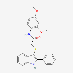 molecular formula C24H22N2O3S B2668126 N-(2,4-dimethoxyphenyl)-2-[(2-phenyl-1H-indol-3-yl)sulfanyl]acetamide CAS No. 536702-71-3