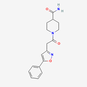 molecular formula C17H19N3O3 B2668143 1-(2-(5-Phenylisoxazol-3-yl)acetyl)piperidine-4-carboxamide CAS No. 953246-43-0