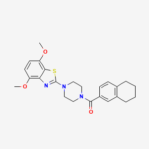 molecular formula C24H27N3O3S B2668147 (4-(4,7-Dimethoxybenzo[d]thiazol-2-yl)piperazin-1-yl)(5,6,7,8-tetrahydronaphthalen-2-yl)methanone CAS No. 897486-53-2