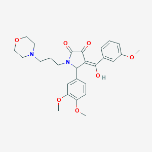 molecular formula C27H32N2O7 B266815 5-(3,4-dimethoxyphenyl)-3-hydroxy-4-(3-methoxybenzoyl)-1-[3-(4-morpholinyl)propyl]-1,5-dihydro-2H-pyrrol-2-one 
