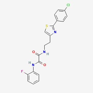 molecular formula C19H15ClFN3O2S B2668152 N-{2-[2-(4-chlorophenyl)-1,3-thiazol-4-yl]ethyl}-N'-(2-fluorophenyl)ethanediamide CAS No. 895782-32-8