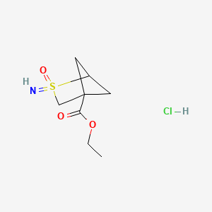 molecular formula C8H14ClNO3S B2668156 Ethyl 2-imino-2-oxo-2lambda6-thiabicyclo[2.1.1]hexane-4-carboxylate;hydrochloride CAS No. 2375269-52-4