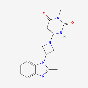 molecular formula C16H17N5O2 B2668158 3-Methyl-6-[3-(2-methylbenzimidazol-1-yl)azetidin-1-yl]-1H-pyrimidine-2,4-dione CAS No. 2380170-27-2