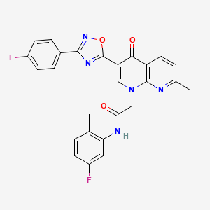 molecular formula C26H19F2N5O3 B2668159 N-(5-fluoro-2-methylphenyl)-2-(3-(3-(4-fluorophenyl)-1,2,4-oxadiazol-5-yl)-7-methyl-4-oxo-1,8-naphthyridin-1(4H)-yl)acetamide CAS No. 1029728-22-0