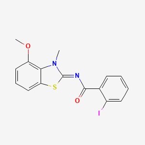 molecular formula C16H13IN2O2S B2668167 2-iodo-N-(4-methoxy-3-methyl-1,3-benzothiazol-2-ylidene)benzamide CAS No. 477295-12-8