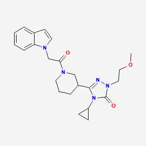 molecular formula C23H29N5O3 B2668174 3-(1-(2-(1H-indol-1-yl)acetyl)piperidin-3-yl)-4-cyclopropyl-1-(2-methoxyethyl)-1H-1,2,4-triazol-5(4H)-one CAS No. 2194901-54-5