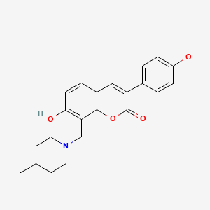 molecular formula C23H25NO4 B2668179 7-hydroxy-3-(4-methoxyphenyl)-8-[(4-methylpiperidin-1-yl)methyl]-2H-chromen-2-one CAS No. 869340-61-4