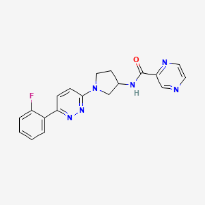 molecular formula C19H17FN6O B2668182 N-{1-[6-(2-氟苯基)吡啶-3-基]吡咯烷-3-基}吡嗪-2-甲酰胺 CAS No. 1396760-81-8