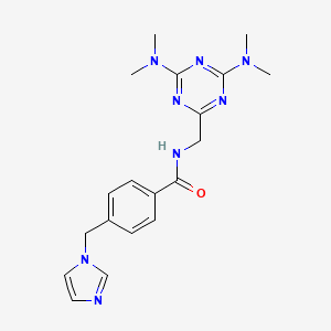 molecular formula C19H24N8O B2668201 4-((1H-咪唑-1-基)甲基)-N-((4,6-双(二甲基氨基)-1,3,5-三嗪-2-基)甲基)苯甲酰胺 CAS No. 2034573-24-3