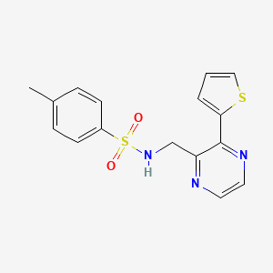 molecular formula C16H15N3O2S2 B2668202 4-methyl-N-((3-(thiophen-2-yl)pyrazin-2-yl)methyl)benzenesulfonamide CAS No. 2034241-62-6