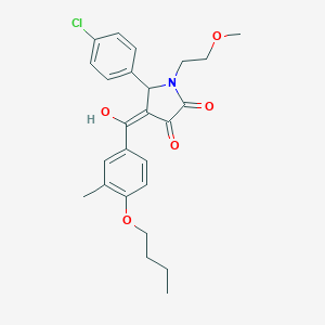 molecular formula C25H28ClNO5 B266822 4-(4-butoxy-3-methylbenzoyl)-5-(4-chlorophenyl)-3-hydroxy-1-(2-methoxyethyl)-1,5-dihydro-2H-pyrrol-2-one 
