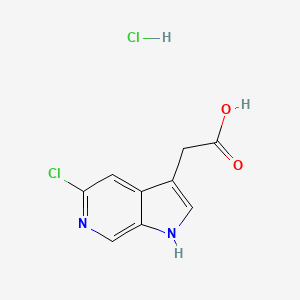molecular formula C9H8Cl2N2O2 B2668231 2-(5-氯-1H-吡咯并[2,3-c]吡啶-3-基)乙酸盐酸盐 CAS No. 2138155-01-6