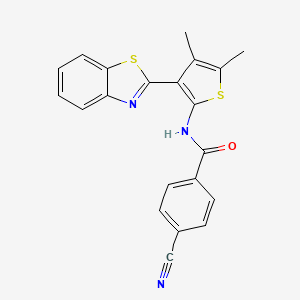 molecular formula C21H15N3OS2 B2668233 N-(3-(苯并[d]噻唑-2-基)-4,5-二甲基噻吩-2-基)-4-氰基苯甲酰胺 CAS No. 886959-16-6