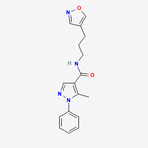 molecular formula C17H18N4O2 B2668240 N-(3-(isoxazol-4-yl)propyl)-5-methyl-1-phenyl-1H-pyrazole-4-carboxamide CAS No. 1903610-21-8