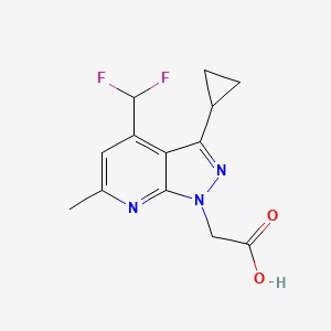 molecular formula C13H13F2N3O2 B2668248 [3-cyclopropyl-4-(difluoromethyl)-6-methyl-1H-pyrazolo[3,4-b]pyridin-1-yl]acetic acid CAS No. 937607-22-2