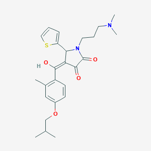 molecular formula C25H32N2O4S B266825 1-[3-(dimethylamino)propyl]-3-hydroxy-4-(4-isobutoxy-2-methylbenzoyl)-5-(2-thienyl)-1,5-dihydro-2H-pyrrol-2-one 