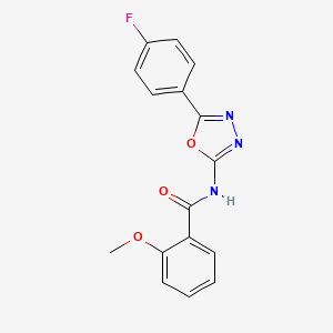 molecular formula C16H12FN3O3 B2668254 N-(5-(4-fluorophenyl)-1,3,4-oxadiazol-2-yl)-2-methoxybenzamide CAS No. 865285-59-2