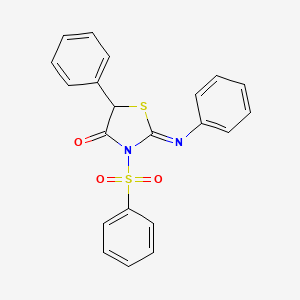 molecular formula C21H16N2O3S2 B2668258 (Z)-5-phenyl-2-(phenylimino)-3-(phenylsulfonyl)thiazolidin-4-one CAS No. 1164483-37-7