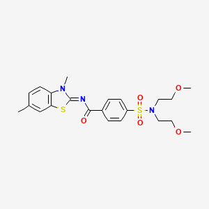molecular formula C22H27N3O5S2 B2668262 (E)-4-(N,N-双(2-甲氧基乙基)磺酰基)-N-(3,6-二甲基苯并[d]噻唑-2(3H)-基亚)苯甲酰胺 CAS No. 391229-75-7