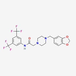 2-(4-(BENZO[3,4-D]1,3-DIOXOLAN-5-YLMETHYL)PIPERAZINYL)-N-(3,5-BIS(TRIFLUOROMETHYL)PHENYL)ETHANAMIDE