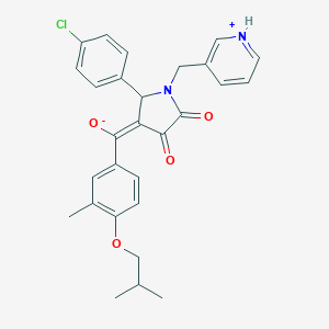 molecular formula C28H27ClN2O4 B266827 (E)-[2-(4-chlorophenyl)-4,5-dioxo-1-(pyridinium-3-ylmethyl)pyrrolidin-3-ylidene][3-methyl-4-(2-methylpropoxy)phenyl]methanolate 