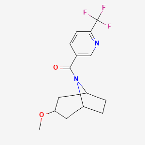 molecular formula C15H17F3N2O2 B2668270 ((1R,5S)-3-methoxy-8-azabicyclo[3.2.1]octan-8-yl)(6-(trifluoromethyl)pyridin-3-yl)methanone CAS No. 2195942-40-4