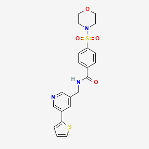 molecular formula C21H21N3O4S2 B2668271 4-(morpholinosulfonyl)-N-((5-(thiophen-2-yl)pyridin-3-yl)methyl)benzamide CAS No. 1904172-46-8