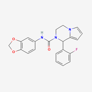 molecular formula C21H18FN3O3 B2668272 N-(苯并[d][1,3]二氧杂环十一烷-5-基)-1-(2-氟苯基)-3,4-二氢吡咯并[1,2-a]吡嗪-2(1H)-甲酰胺 CAS No. 900012-34-2