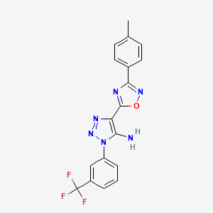 molecular formula C18H13F3N6O B2668275 4-[3-(4-甲基苯基)-1,2,4-噁二唑-5-基]-1-[3-(三氟甲基)苯基]-1H-1,2,3-三唑-5-胺 CAS No. 892774-12-8