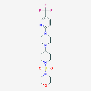 molecular formula C19H28F3N5O3S B2668278 4-[(4-{4-[5-(Trifluoromethyl)pyridin-2-yl]piperazin-1-yl}piperidin-1-yl)sulfonyl]morpholine CAS No. 2097938-30-0