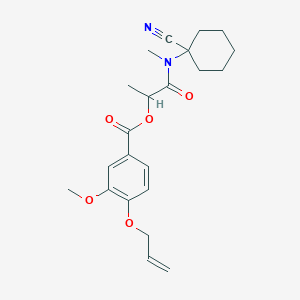 molecular formula C22H28N2O5 B2668288 1-[(1-Cyanocyclohexyl)(methyl)carbamoyl]ethyl 3-methoxy-4-(prop-2-en-1-yloxy)benzoate CAS No. 1119266-52-2