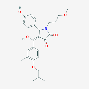 molecular formula C26H31NO6 B266829 3-hydroxy-5-(4-hydroxyphenyl)-4-(4-isobutoxy-3-methylbenzoyl)-1-(3-methoxypropyl)-1,5-dihydro-2H-pyrrol-2-one 