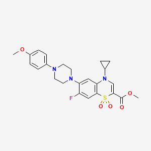 molecular formula C24H26FN3O5S B2668291 methyl 4-cyclopropyl-7-fluoro-6-(4-(4-methoxyphenyl)piperazin-1-yl)-4H-benzo[b][1,4]thiazine-2-carboxylate 1,1-dioxide CAS No. 1030095-42-1