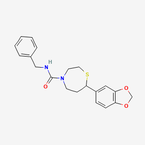 molecular formula C20H22N2O3S B2668298 7-(benzo[d][1,3]dioxol-5-yl)-N-benzyl-1,4-thiazepane-4-carboxamide CAS No. 1706057-39-7