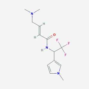 molecular formula C13H18F3N3O B2668299 (E)-4-(Dimethylamino)-N-[2,2,2-trifluoro-1-(1-methylpyrrol-3-yl)ethyl]but-2-enamide CAS No. 2411323-87-8