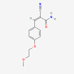 molecular formula C13H14N2O3 B2668300 (2Z)-2-Cyano-3-[4-(2-methoxyethoxy)phenyl]prop-2-enamide CAS No. 1356818-23-9
