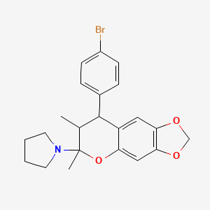 1-[8-(4-bromophenyl)-6,7-dimethyl-7,8-dihydro-6H-[1,3]dioxolo[4,5-g]chromen-6-yl]pyrrolidine