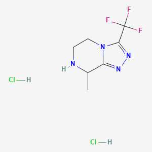 molecular formula C7H11Cl2F3N4 B2668309 8-Methyl-3-(trifluoromethyl)-5,6,7,8-tetrahydro-[1,2,4]triazolo[4,3-a]pyrazine dihydrochloride CAS No. 2219379-09-4