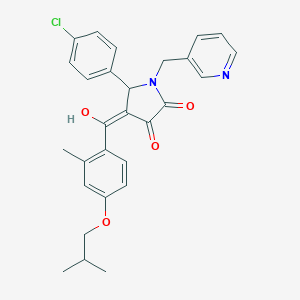 molecular formula C28H27ClN2O4 B266831 5-(4-chlorophenyl)-3-hydroxy-4-(4-isobutoxy-2-methylbenzoyl)-1-(3-pyridinylmethyl)-1,5-dihydro-2H-pyrrol-2-one 