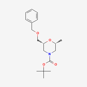 4-Morpholinecarboxylic acid, 2-methyl-6-[(phenylmethoxy)methyl]-, 1,1-dimethylethyl ester, (2R,6R)-
