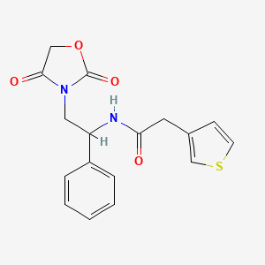 N-(2-(2,4-dioxooxazolidin-3-yl)-1-phenylethyl)-2-(thiophen-3-yl)acetamide