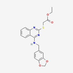Ethyl 2-[4-(1,3-benzodioxol-5-ylmethylamino)quinazolin-2-yl]sulfanylacetate