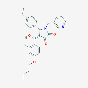 molecular formula C30H32N2O4 B266833 4-(4-butoxy-2-methylbenzoyl)-5-(4-ethylphenyl)-3-hydroxy-1-(3-pyridinylmethyl)-1,5-dihydro-2H-pyrrol-2-one 